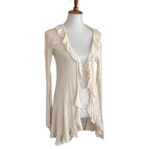Y2K Paul & Joe Cream Thin Knit Ruffle Sweater